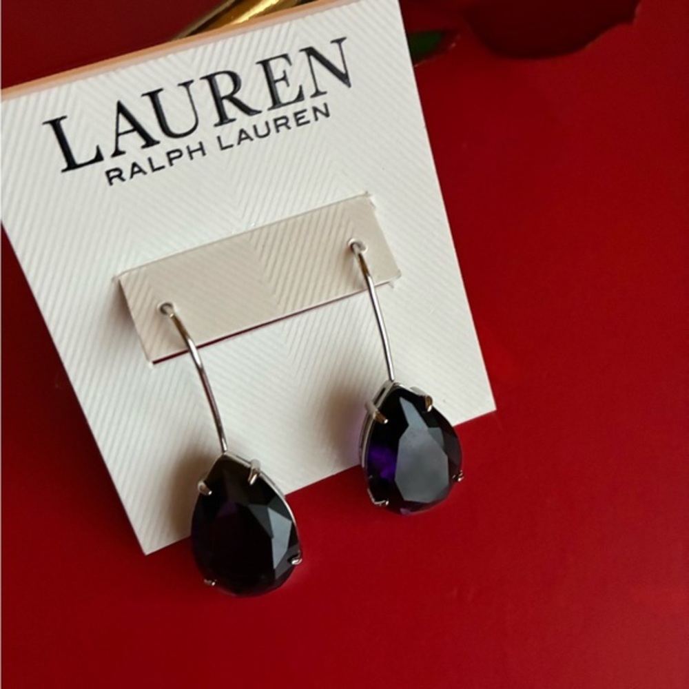 Lauren Ralph Lauren Dark Purple Teardrop Earrings